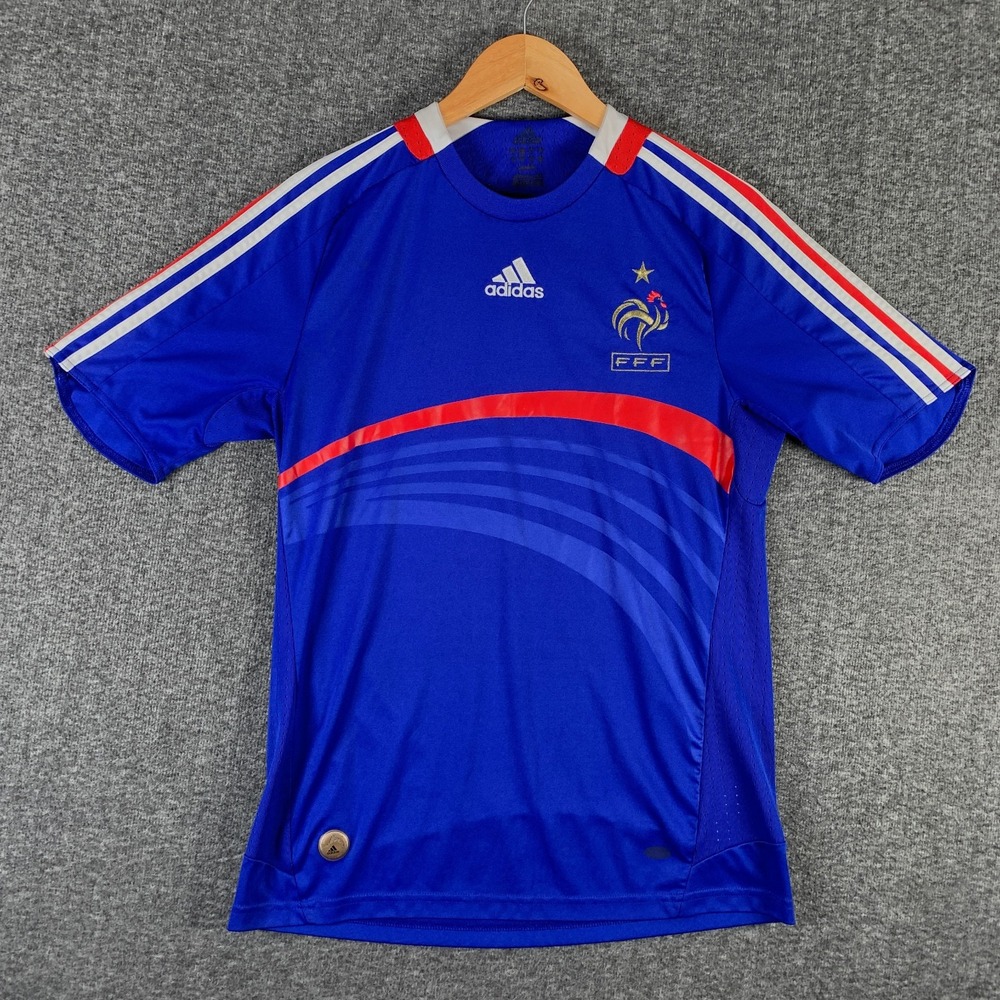 Vintage Adidas France Soccer Jersey Men Small Blue Futbol Playera Football 2008